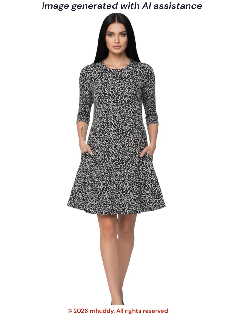 NWT Leota XXL black/white jersey knit dress with pockets